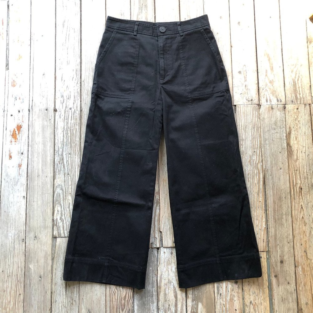 Steven Alan Black Cropped Wide Leg Pant